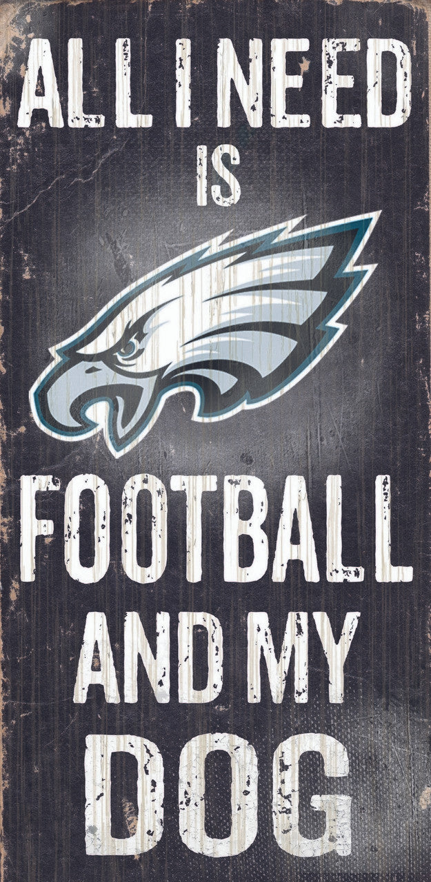 Fan Creations Philadelphia Eagles Football and Dog Wood Sign 6"x12" Fan Gear NFL Philadelphia Eagles