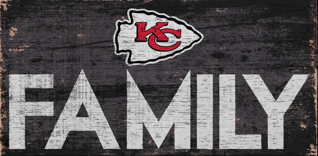 Fan Creations Kansas City Chiefs Family Design Wood Sign 12x6 Fan Gear NFL Kansas City Chiefs