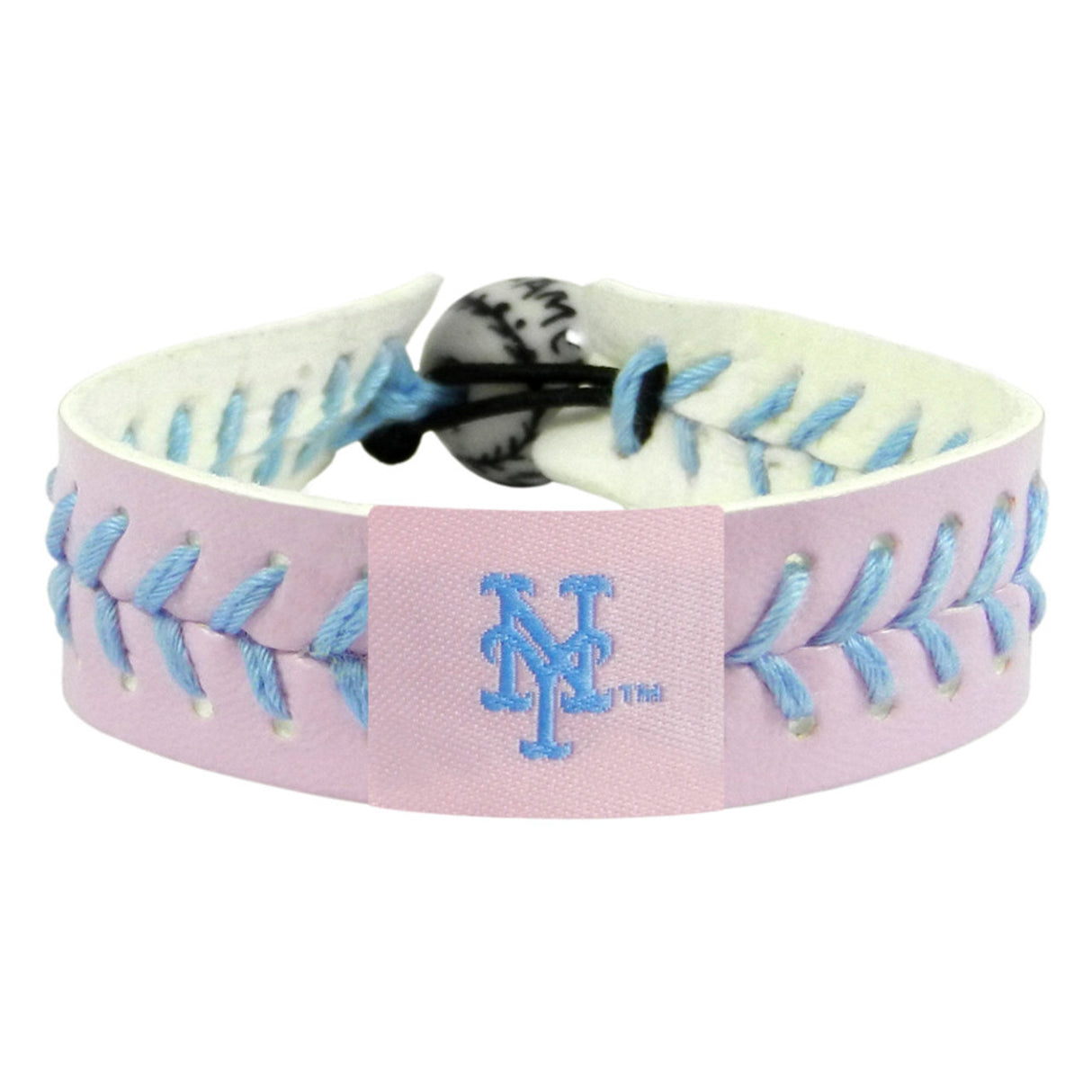 Gamewear New York Mets Pink Powder Blue Leather Thread Team Color Baseball Bracelet Fan Gear MLB New York Mets