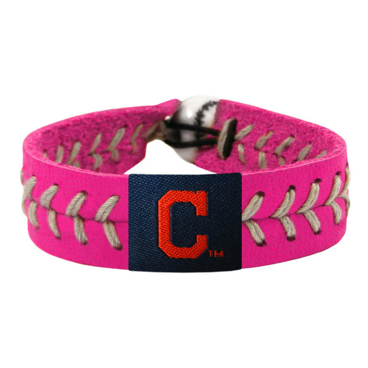 Gamewear Cleveland Indians Pink C Logo Silver Thread Classic Baseball Bracelet Fan Gear MLB Cleveland Indians