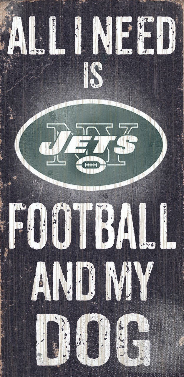 Fan Creations New York Jets Football and Dog Wood Sign 6"x12" Fan Gear NFL New York Jets