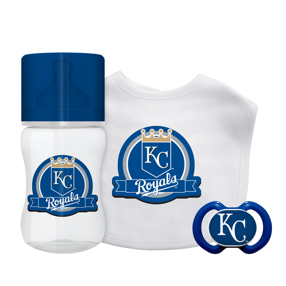 Baby Fanatic Kansas City Royals 3 Piece Baby Gift Set Fan Gear MLB Kansas City Royals