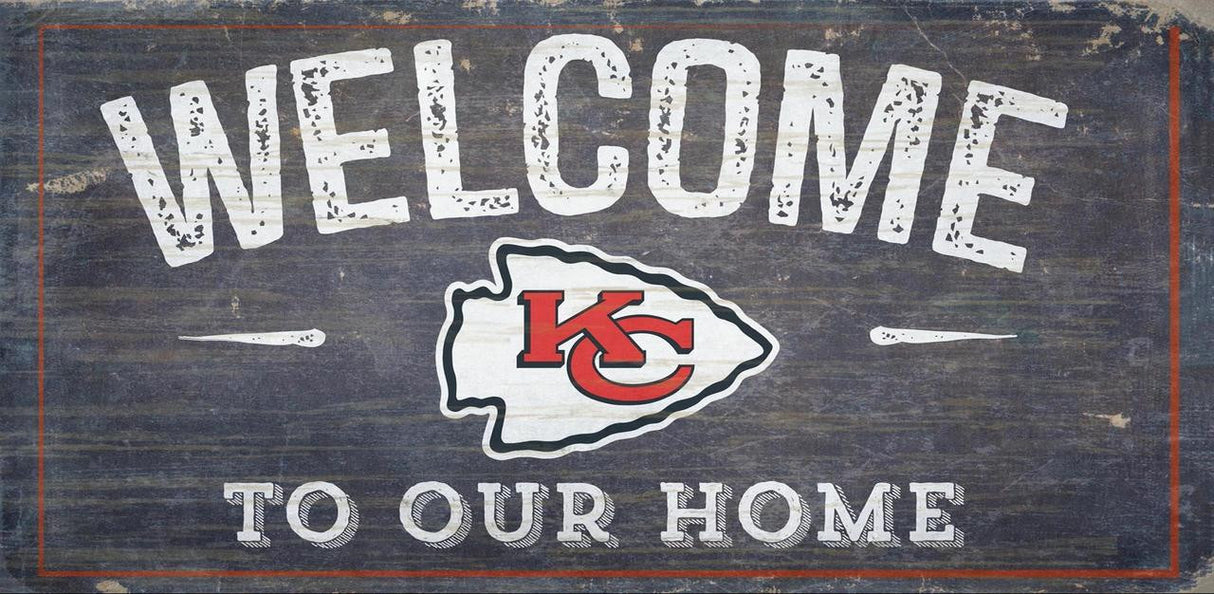 Fan Creations Kansas City Chiefs Welcome To Our Home Wood Sign 6x12 Fan Gear NFL Kansas City Chiefs