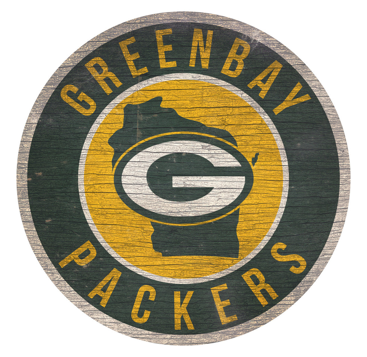 Fan Creations Green Bay Packers 12 Inch Round State Design Wood Sign Fan Gear NFL Green Bay Packers