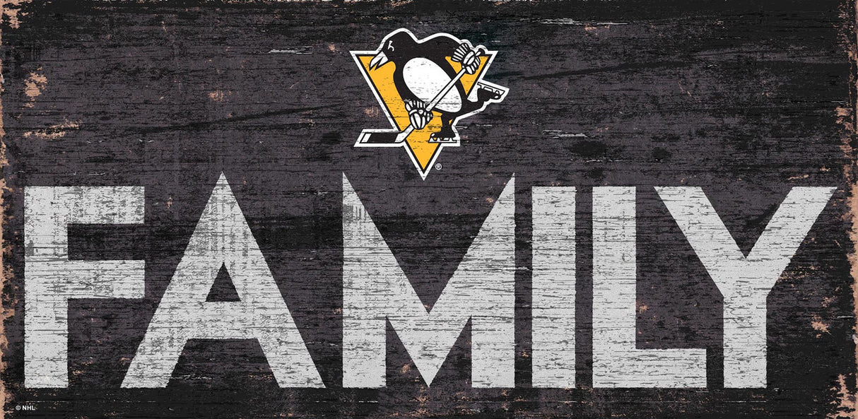 Fan Creations Pittsburgh Penguins Family Design Wood Sign 12x6 Fan Gear NHL Pittsburgh Penguins