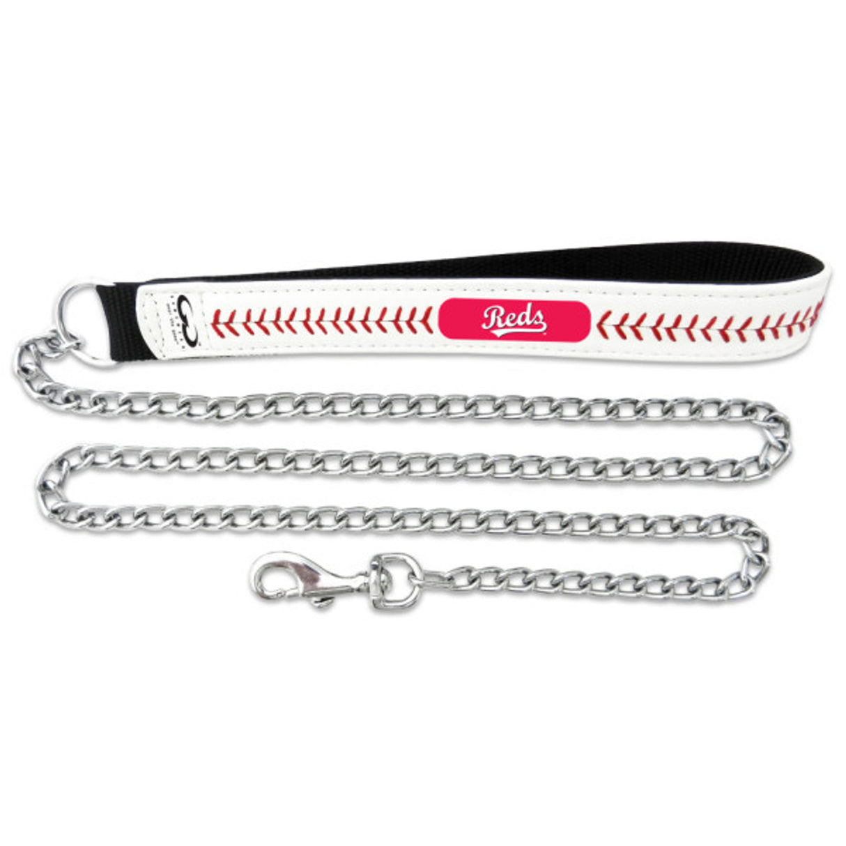 Gamewear Cincinnati Reds Leather Chain Baseball Pet Leash Size Medium Fan Gear MLB Cincinnati Reds