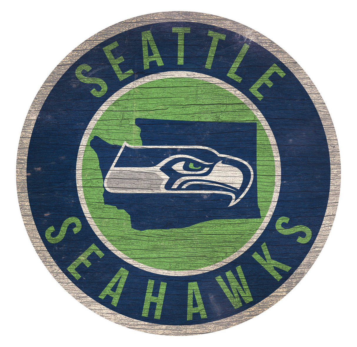 Fan Creations Seattle Seahawks 12 Inch Round State Design Wood Sign Fan Gear NFL Seattle Seahawks