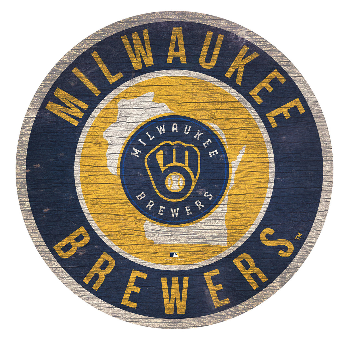 Fan Creations Milwaukee Brewers 12 Inch Round State Design Wood Sign Fan Gear MLB Milwaukee Brewers