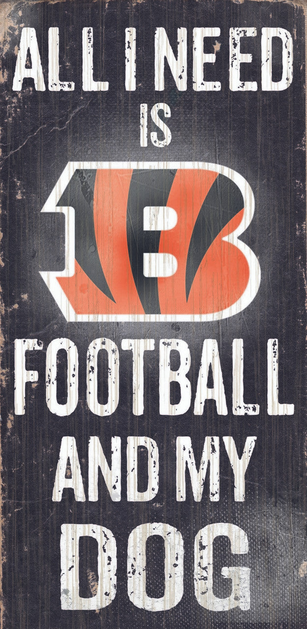 Fan Creations Cincinnati Bengals Football and Dog Wood Sign 6"x12" Fan Gear NFL Cincinnati Bengals