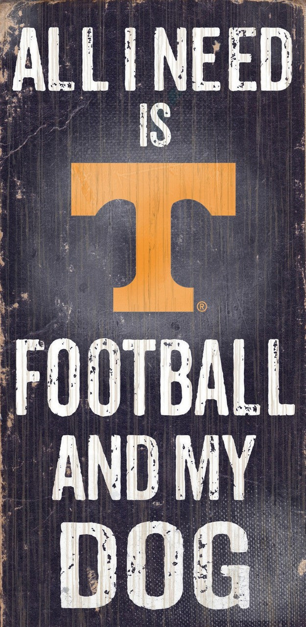 Fan Creations Tennessee Volunteers Football and Dog Wood Sign 6"x12" Fan Gear NCAA Tennessee Volunteers