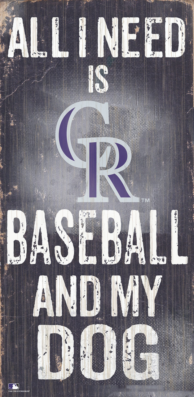 Fan Creations Colorado Rockies Baseball and Dog Wood Sign 6x12 Fan Gear MLB Colorado Rockies