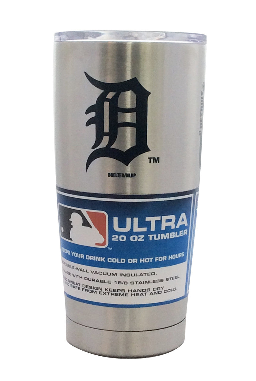 BOELTER Detroit Tigers Silver 20oz Travel Ultra Tumbler Fan Gear MLB Detroit Tigers