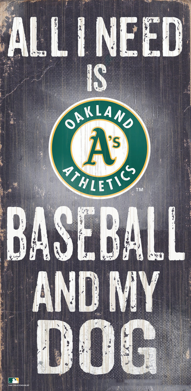 Fan Creations Oakland Athletics Baseball and Dog Wood Sign 6x12 Fan Gear MLB Oakland Athletics