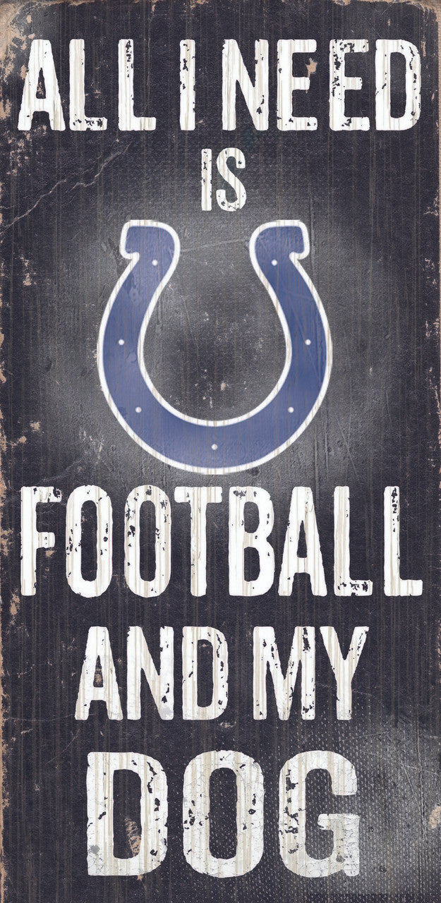 Fan Creations Indianapolis Colts Football and Dog Wood Sign 6"x12" Fan Gear NFL Indianapolis Colts