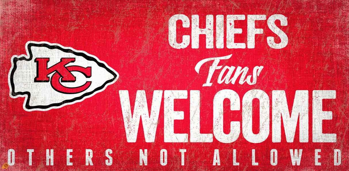 Fan Creations Kansas City Chiefs Fans Welcome Wood Sign 12x6 Fan Gear NFL Kansas City Chiefs