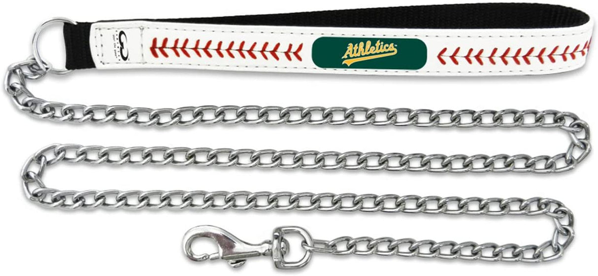 Gamewear Oakland Athletics Leather Chain Baseball Pet Leash Size Medium Fan Gear MLB Oakland Athletics
