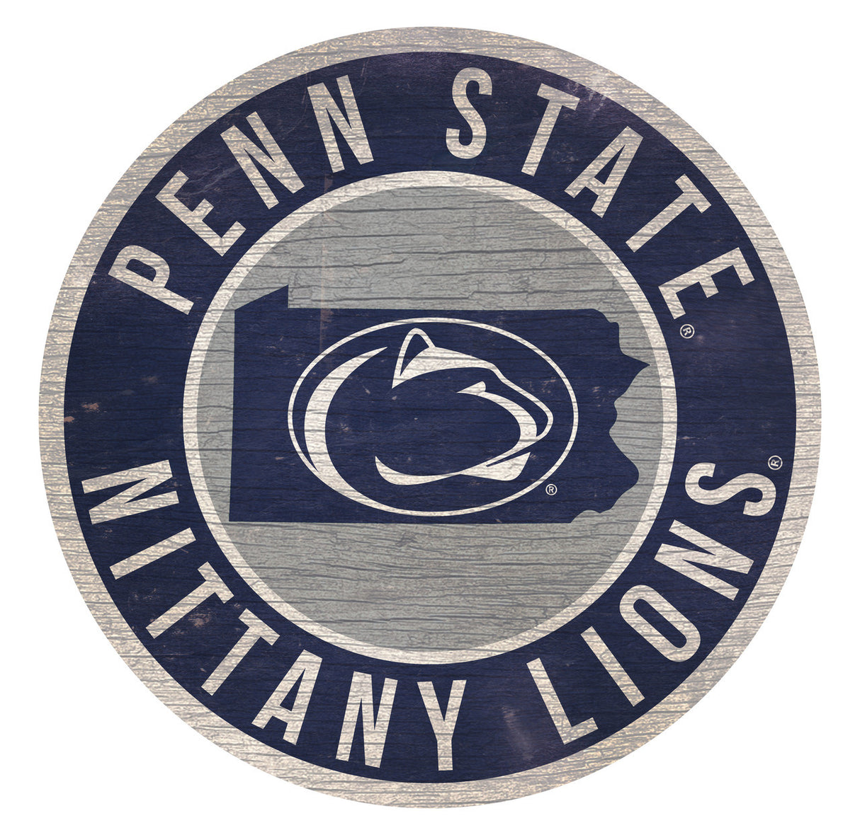 Fan Creations Penn State Nittany Lions 12 Inch Round State Design Wood Sign Fan Gear NCAA Penn State Nittany Lions
