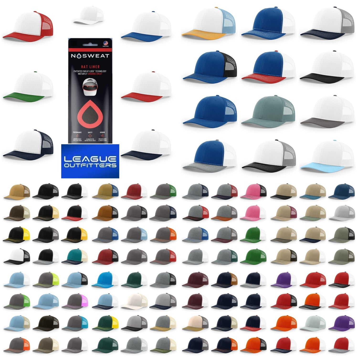 Richardson 112 Trucker Hat with NoSweat Hat Liner Combo Unisex Accessories Hats & Caps