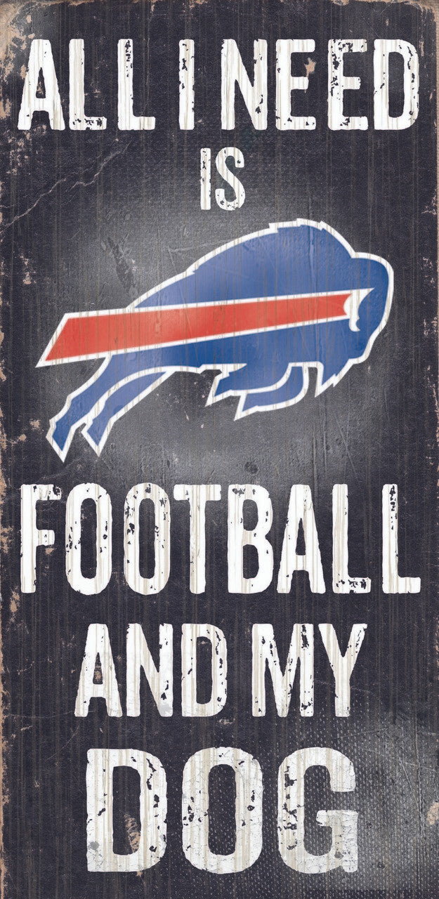 Fan Creations Buffalo Bills Football and Dog Wood Sign 6"x12" Fan Gear NFL Buffalo Bills