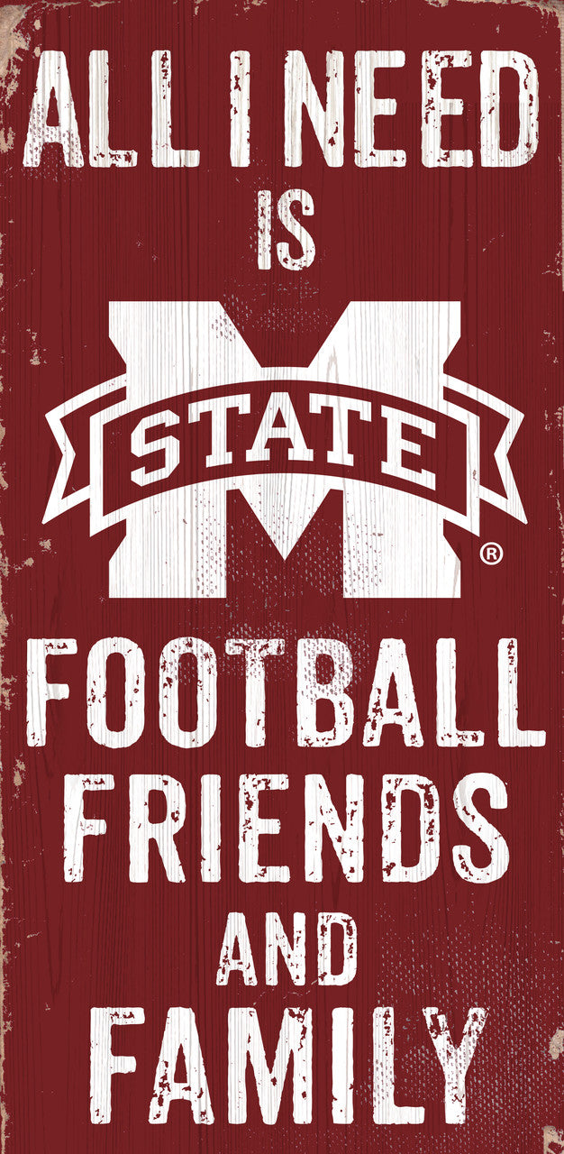 Fan Creations Mississippi State Bulldogs Football Friends and Family Wood Sign 6x12 Fan Gear NCAA Mississippi State Bulldogs