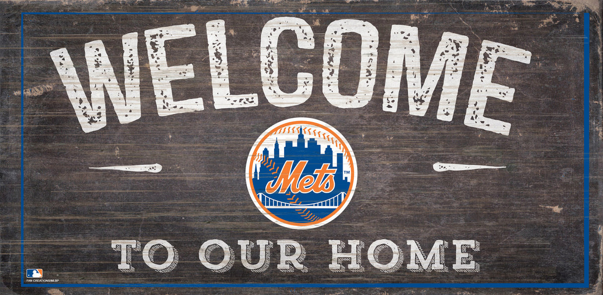 Fan Creations New York Mets Welcome To Our Home Wood Sign 6x12 Fan Gear MLB New York Mets