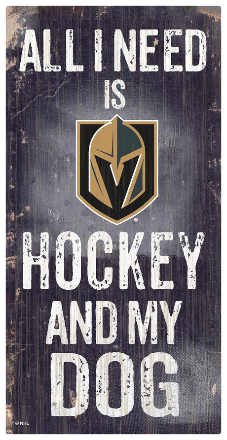 Fan Creations Vegas Golden Knights Hockey and Dog Wood Sign 6x12 Fan Gear NHL Vegas Golden Knights