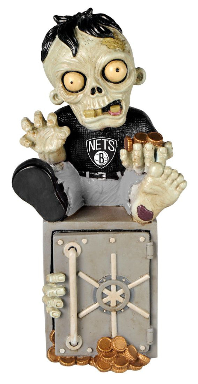 Forever Collectibles Brooklyn Nets Zombie Bank Figurine Fan Gear NBA Brooklyn Nets