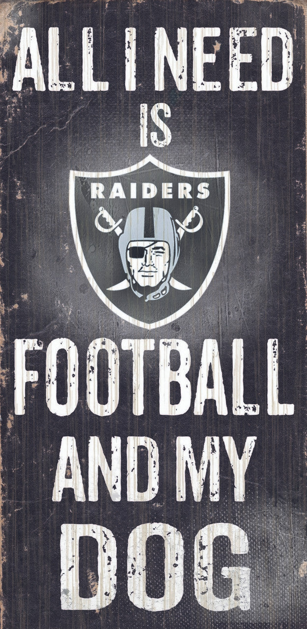Fan Creations Las Vegas Raiders Football and Dog Wood Sign 6"x12" Fan Gear NFL Las Vegas Raiders