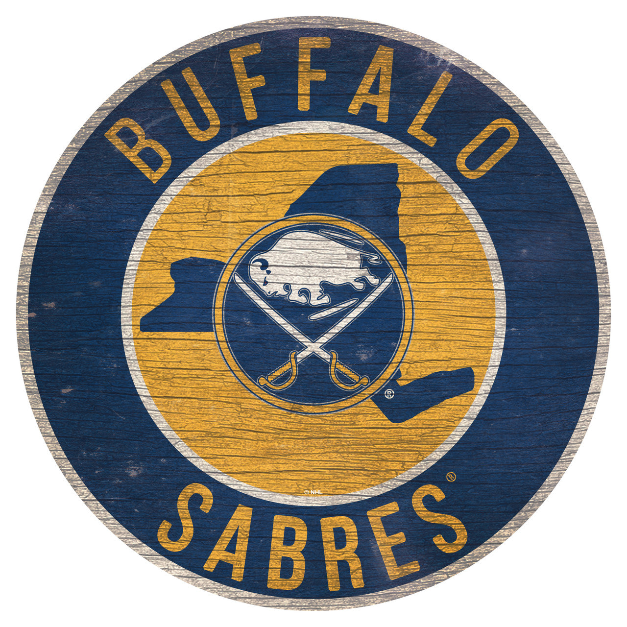 Fan Creations Buffalo Sabres 12 Inch Round State Wood Sign Fan Gear NHL Buffalo Sabres