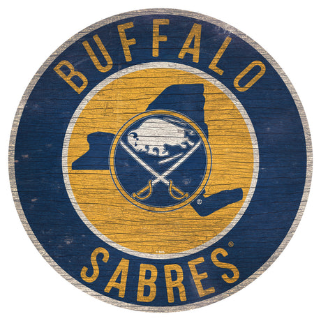 Fan Creations Buffalo Sabres 12 Inch Round State Wood Sign Fan Gear NHL Buffalo Sabres