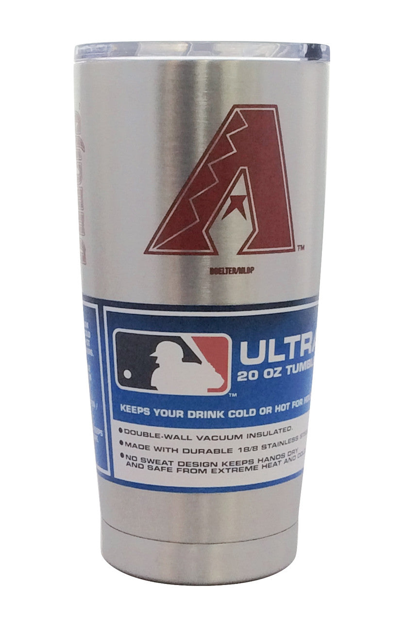 BOELTER Arizona Diamondbacks Silver 20oz Ultra Travel Tumbler Fan Gear MLB Arizona Diamondbacks