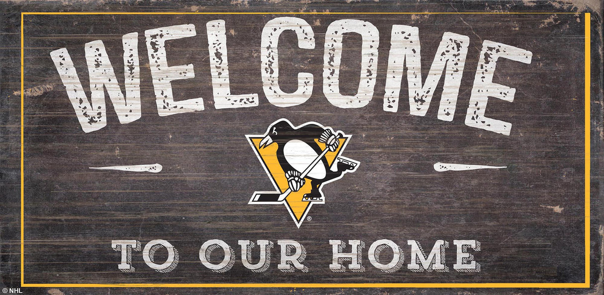 Fan Creations Pittsburgh Penguins Welcome To Our Home Wood Sign 6x12 Fan Gear NHL Pittsburgh Penguins