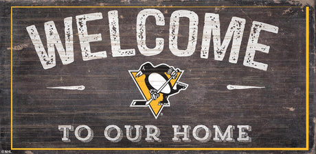 Fan Creations Pittsburgh Penguins Welcome To Our Home Wood Sign 6x12 Fan Gear NHL Pittsburgh Penguins