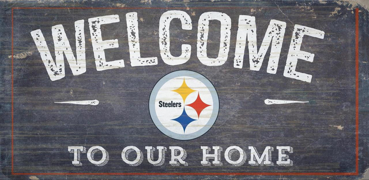 Fan Creations Pittsburgh Steelers Welcome To Our Home Wood Sign 6x12 Fan Gear NFL Pittsburgh Steelers