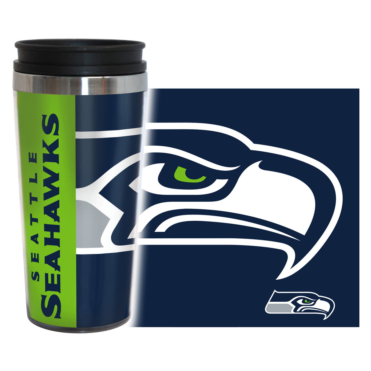 BOELTER Seattle Seahawks 14oz Full Wrap Hype Style Travel Mug Fan Gear NFL Seattle Seahawks