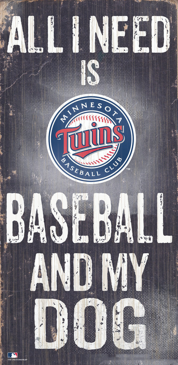 Fan Creations Minnesota Twins Baseball and Dog Wood Sign 6x12 Fan Gear MLB Minnesota Twins