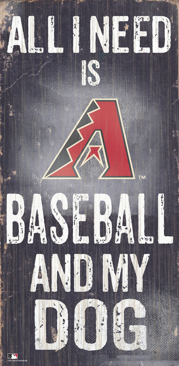 Fan Creations Arizona Diamondbacks Baseball and Dog Wood Sign 6x12 Fan Gear MLB Arizona Diamondbacks