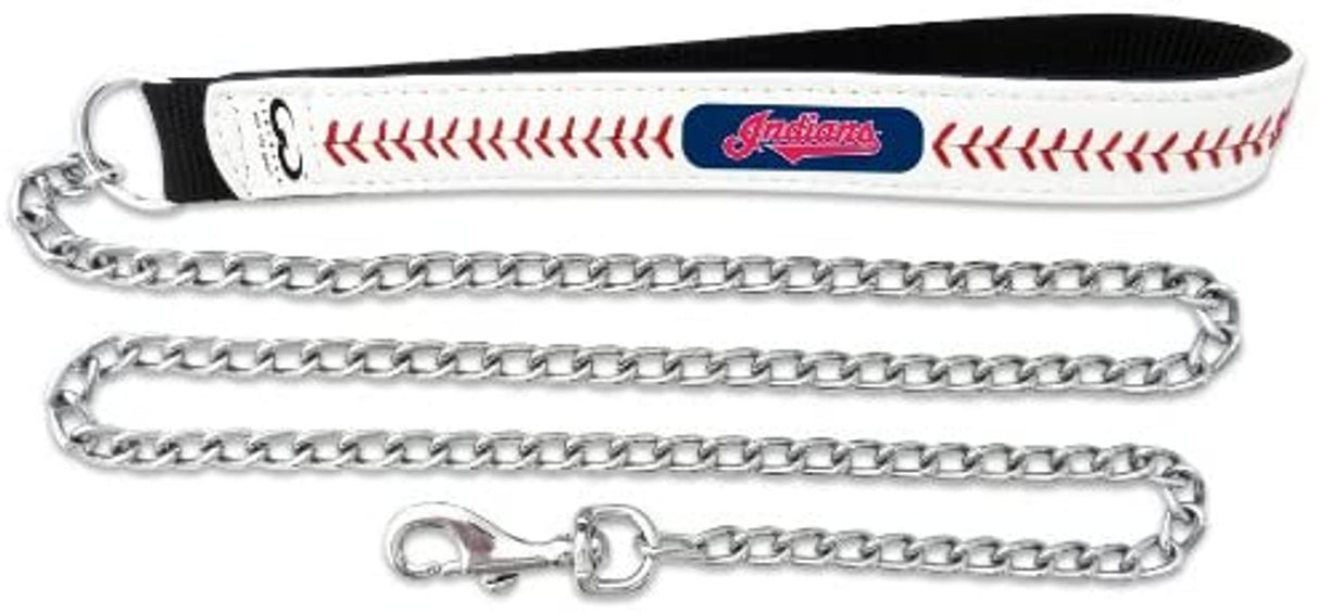 Gamewear Cleveland Indians Leather Chain Baseball Pet Leash Size Large Fan Gear MLB Cleveland Indians