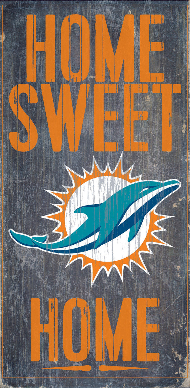 Fan Creations Miami Dolphins Home Sweet Home Wood Sign 6"x12" Fan Gear NFL Miami Dolphins