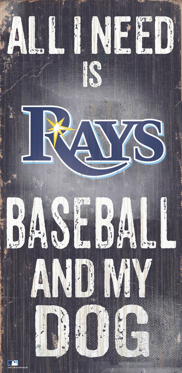 Fan Creations Tampa Bay Rays Baseball and Dog Wood Sign 6x12 Fan Gear MLB Tampa Bay Rays