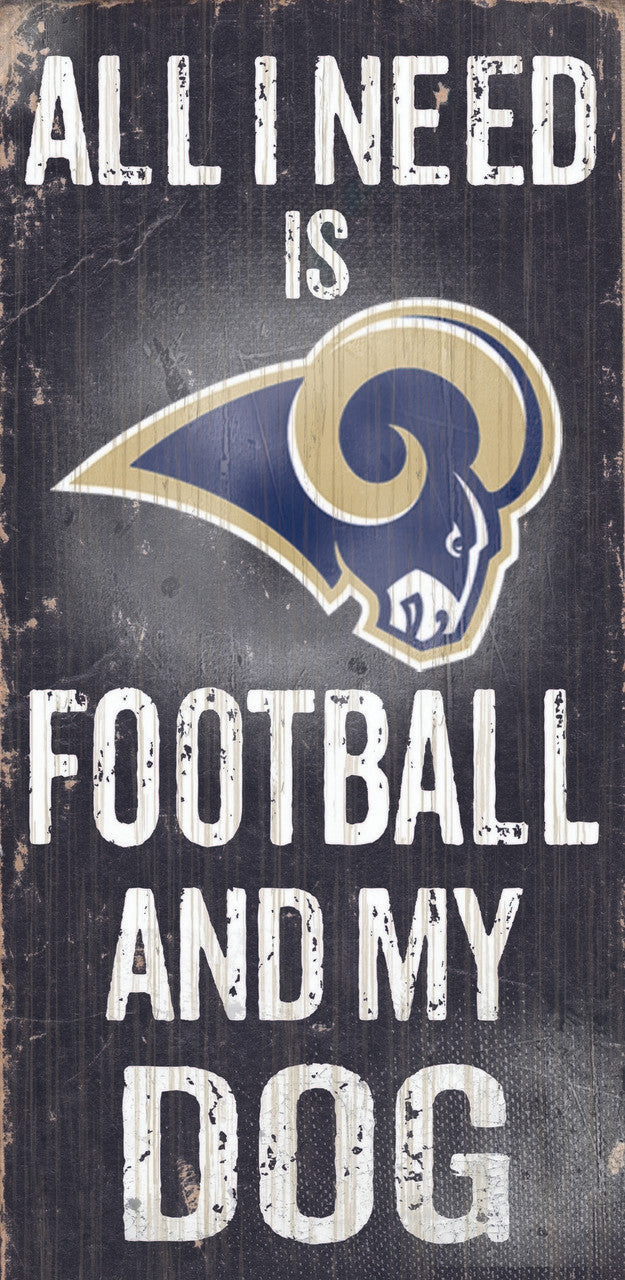 Fan Creations Los Angeles Rams Football and Dog Wood Sign 6x12 Fan Gear NFL Los Angeles Rams