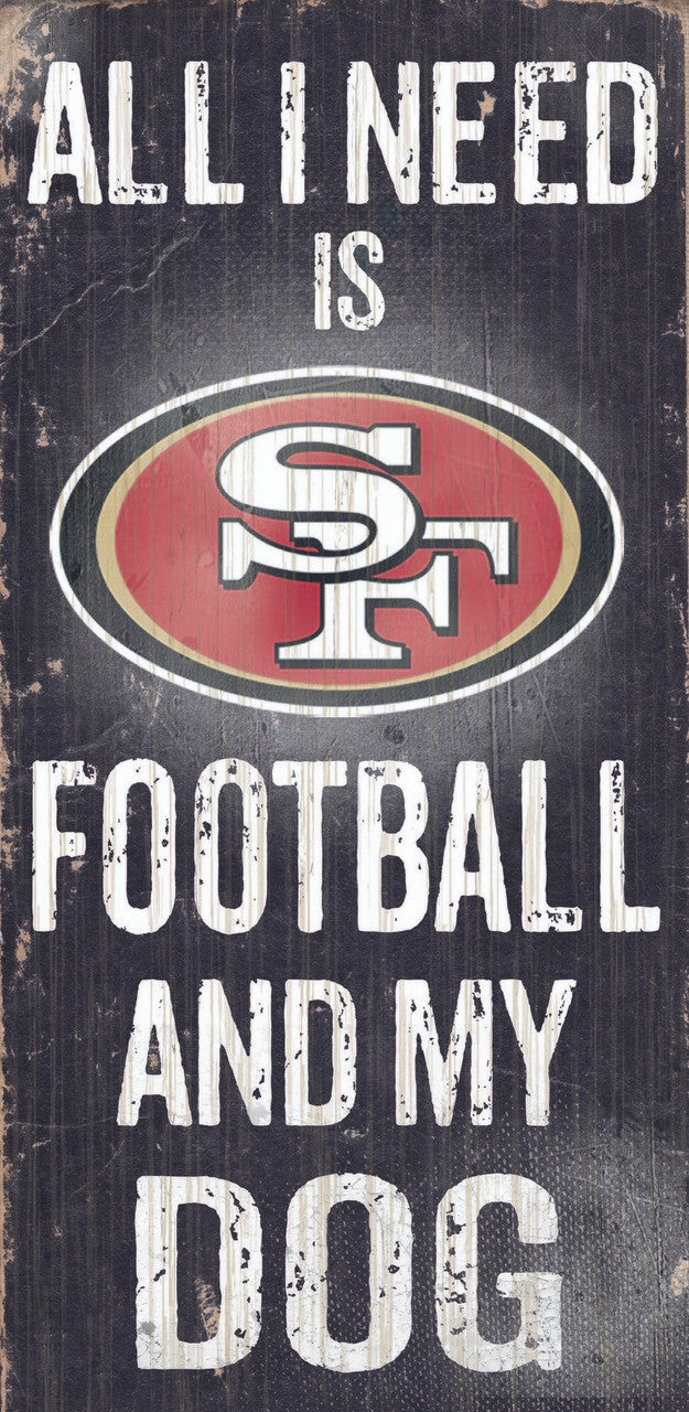 Fan Creations San Francisco 49ers Football and Dog Wood Sign 6"x12" Fan Gear NFL San Francisco 49ers