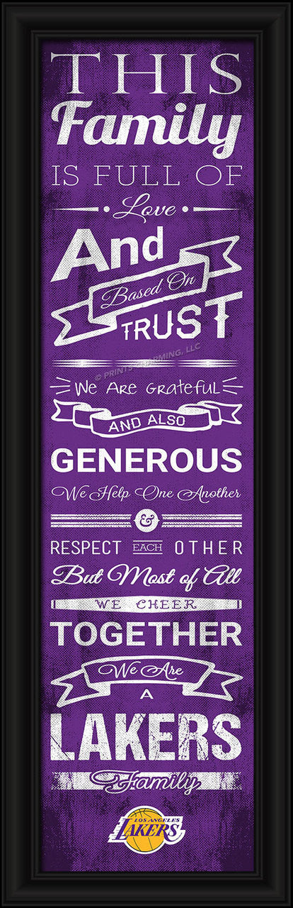 Prints Charming Los Angeles Lakers Family Cheer Print 8"x24" Fan Gear NBA Los Angeles Lakers