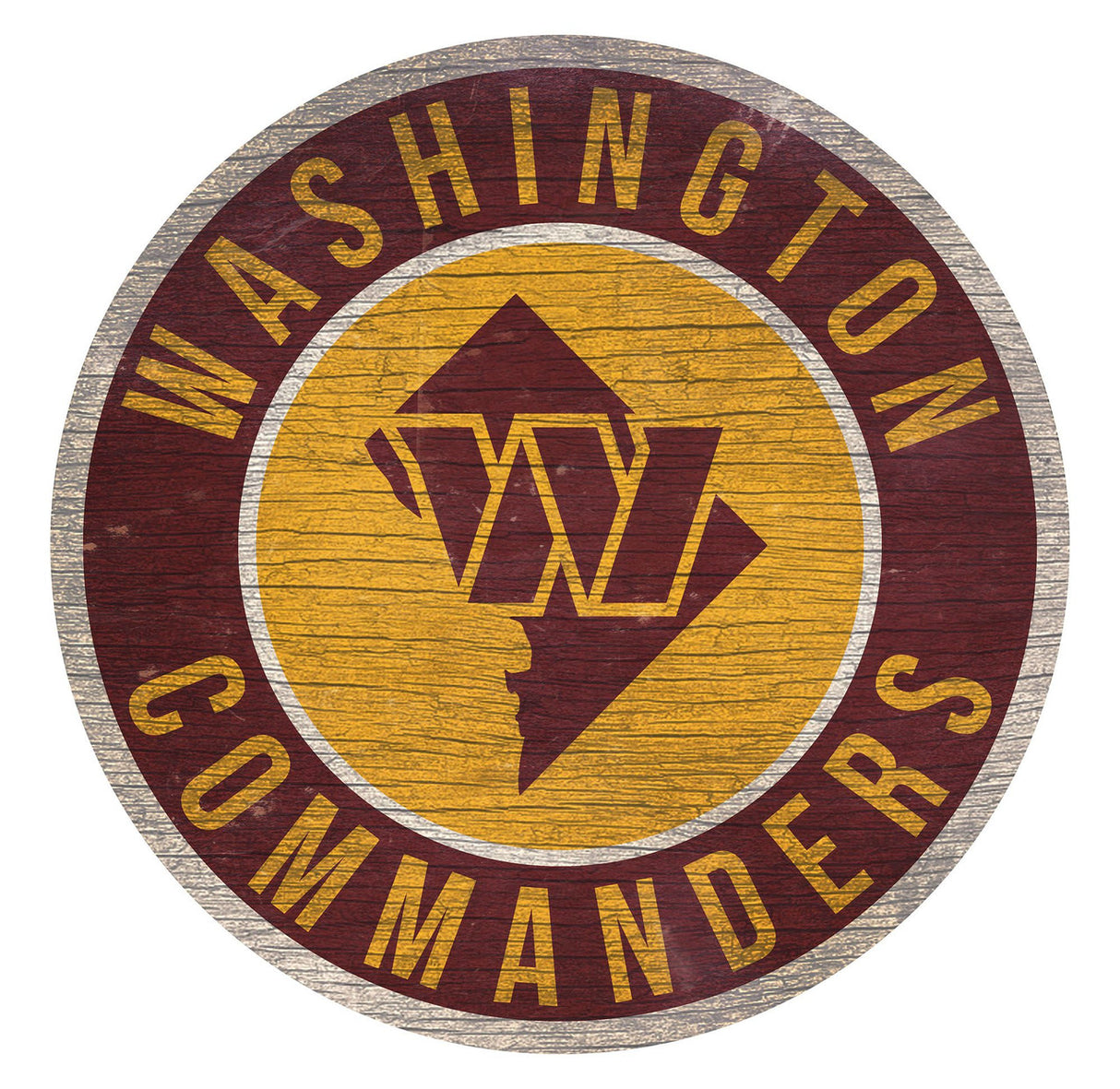 Fan Creations Washington Commanders 12 Inch Round State Design Wood Sign Fan Gear NFL Washington Commanders