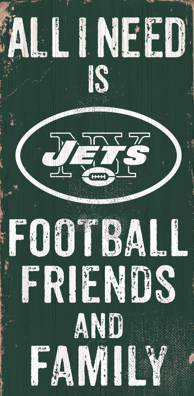 Fan Creations New York Jets Football Friends and Family Wood Sign 6x12 Fan Gear NFL New York Jets