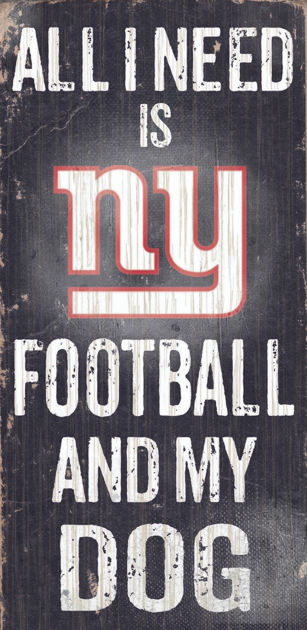 Fan Creations New York Giants Football and Dog Wood Sign 6"x12" Fan Gear NFL New York Giants