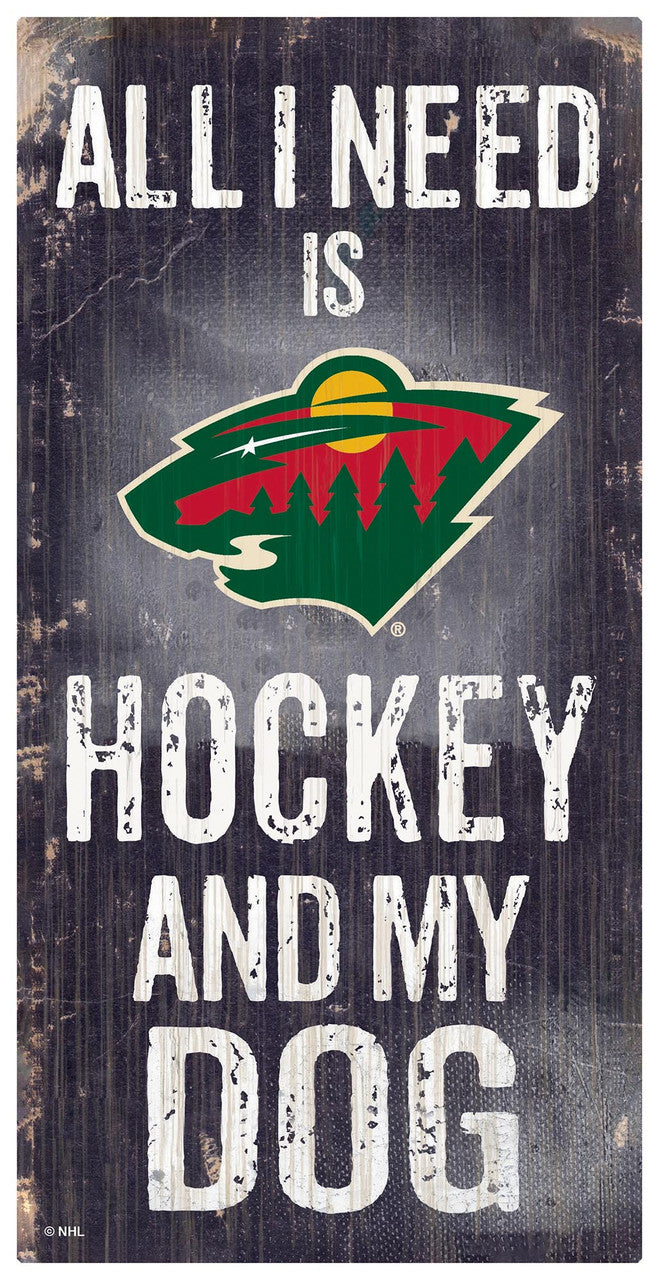 Fan Creations Minnesota Wild Hockey and Dog Wood Sign 6x12 Fan Gear NHL Minnesota Wild