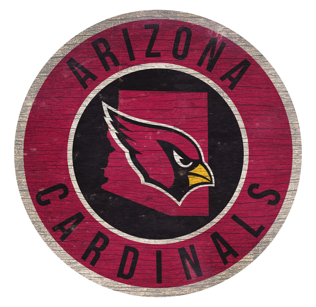 Fan Creations Arizona Cardinals 12 Inch Round State Design Wood Sign Fan Gear NFL Arizona Cardinals
