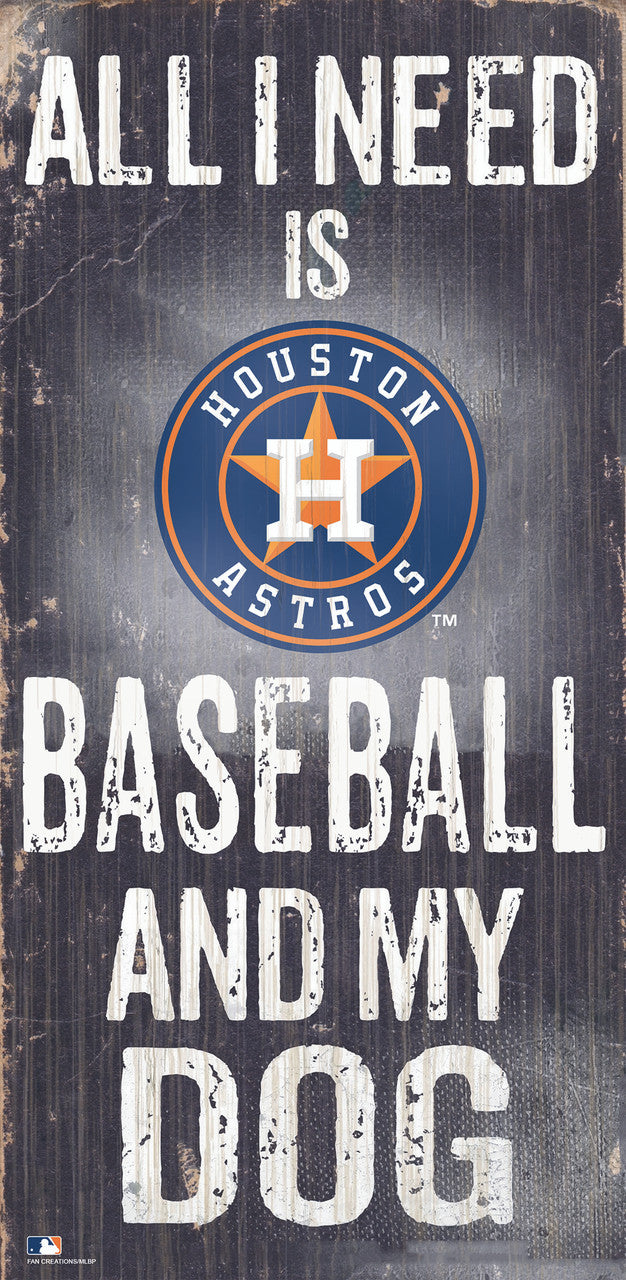 Fan Creations Houston Astros Baseball and Dog Wood Sign 6x12 Fan Gear MLB Houston Astros
