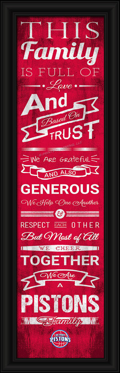 Prints Charming Detroit Pistons Family Cheer Print 8"x24" Fan Gear NBA Detroit Pistons